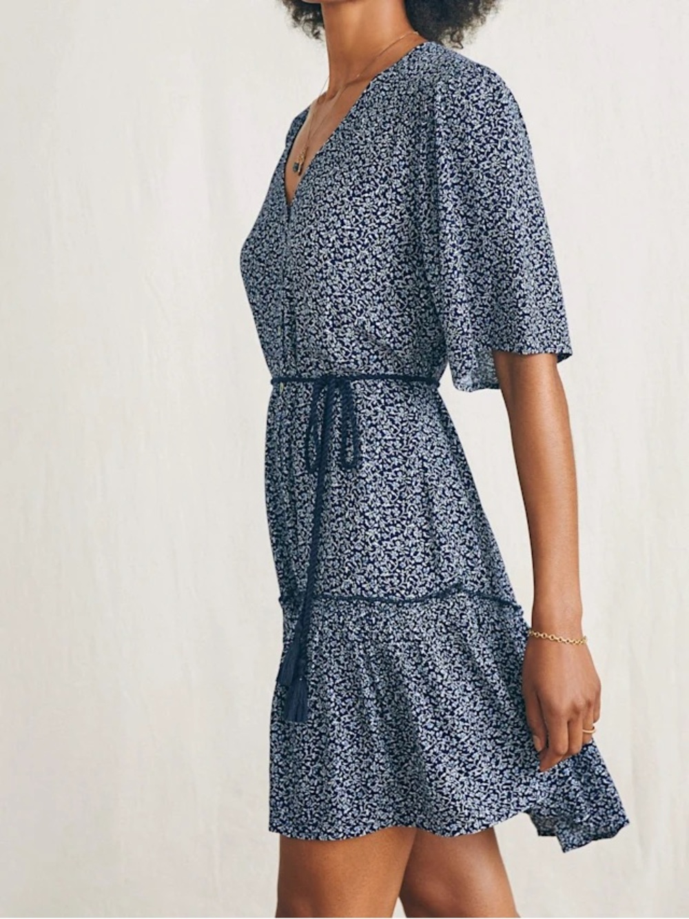 Faherty Orinda Mini Dress Navy Riverton Ditsy XS NWT